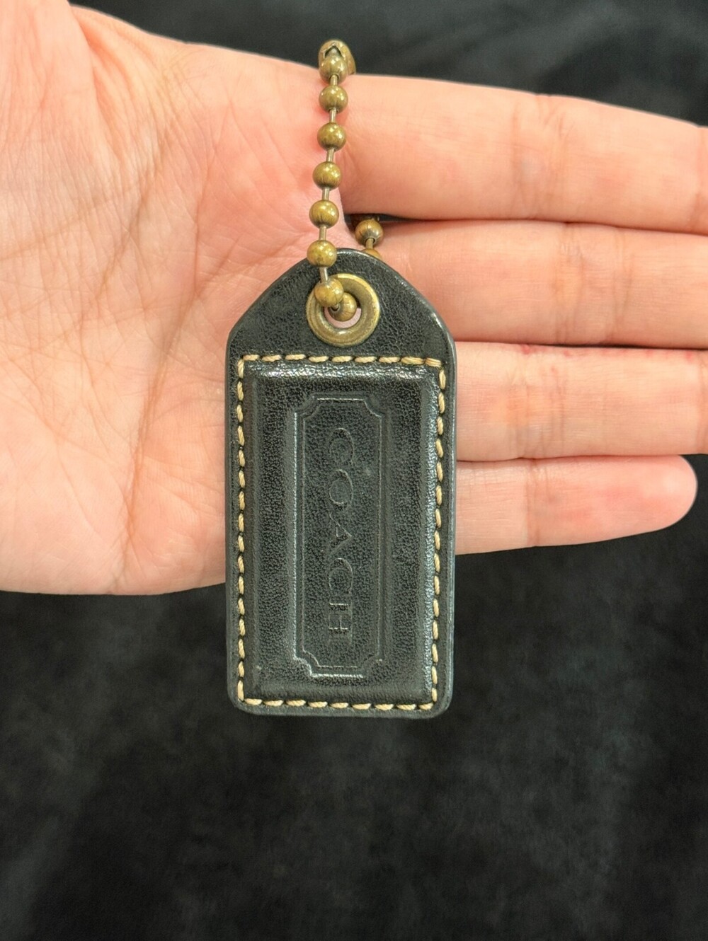 2.5" Y2K Coach Leather Key Fob Keychain Hang Tag Hangtag